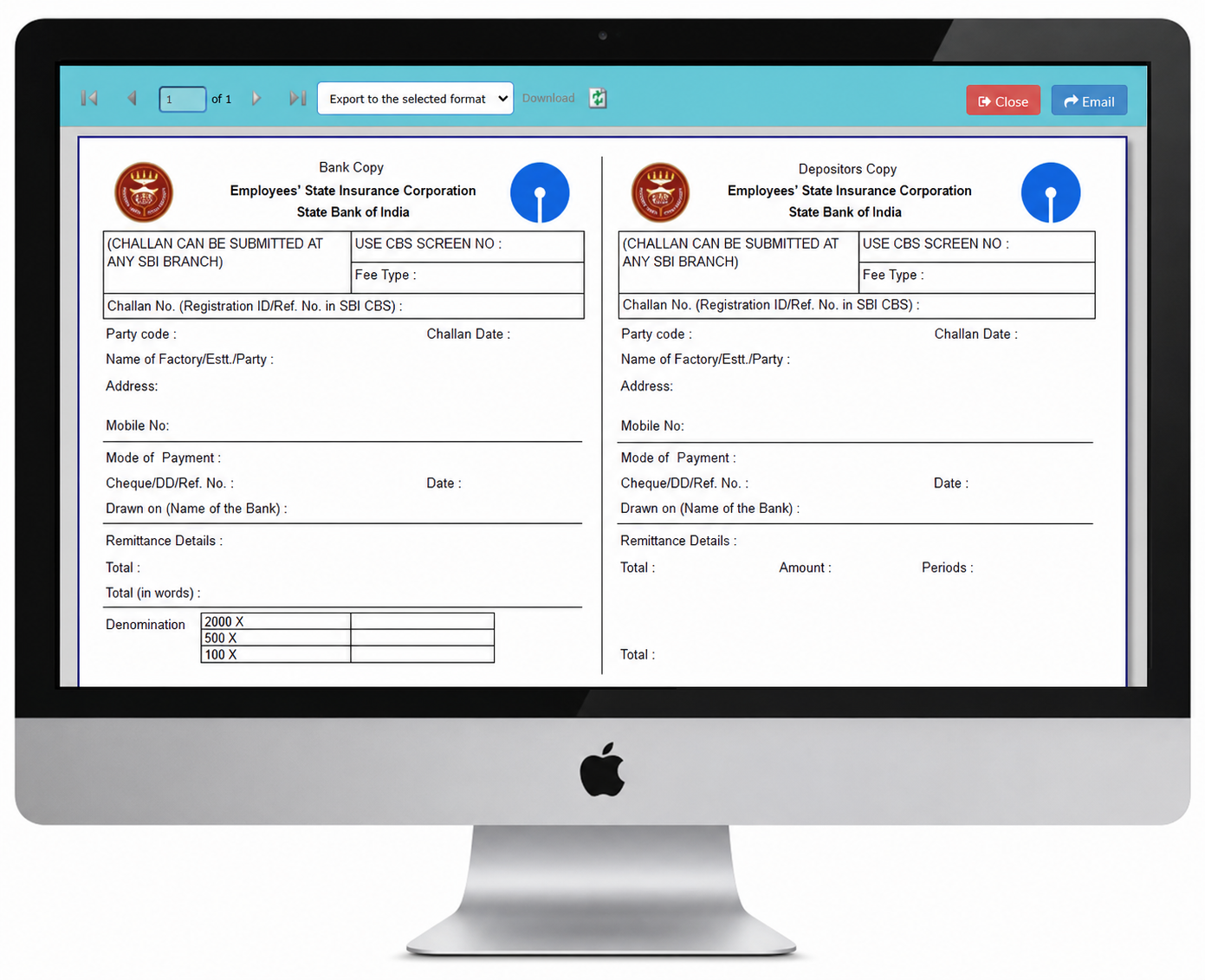 ESI Challan & Form 1,3,5,1B,6